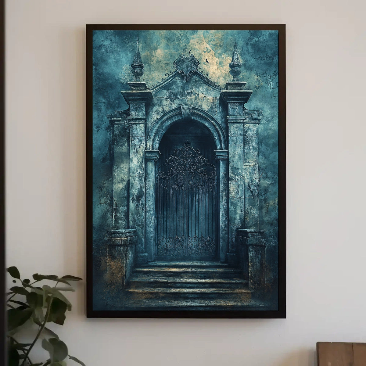 Intricate Wrought-Iron Gate in a Cultural or Heritage Poster