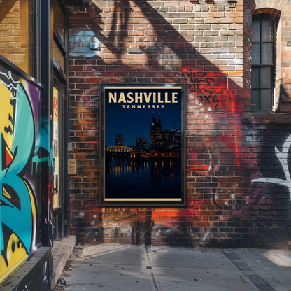 Nashville Tennessee City Night Skyline Poster Poster