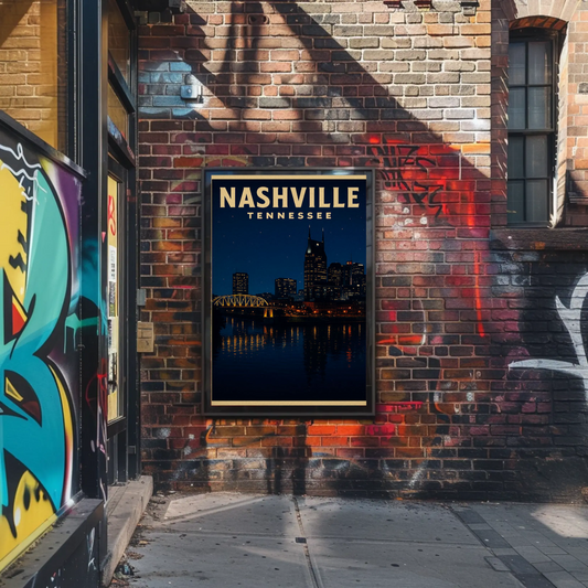 Nashville Tennessee City Night Skyline Poster Poster