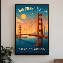 Golden Gate Bridge Vintage Travel Poster Art