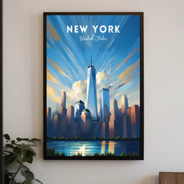 New York City Skyline Poster Modern Wall Art