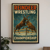 Reindeer Wrestling Championship: Bold Whimsical Sports Poster