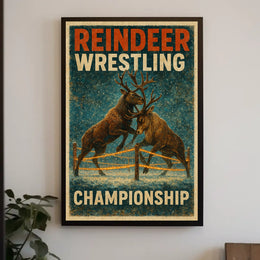 Reindeer Wrestling Championship: Bold Whimsical Sports Poster