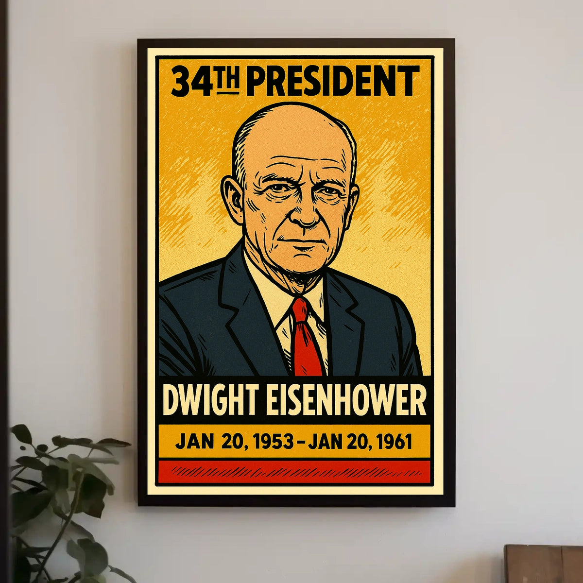 Dwight D. Eisenhower 34th President of the United States Inked Comic Style Poster
