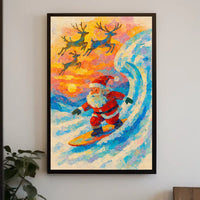 Santa Surfing Festive Tropical Holiday Poster