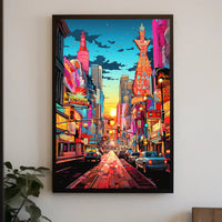 Vibrant Times Square Urban Scene Poster Modern Wall Art