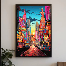 Vibrant Times Square Urban Scene Poster Modern Wall Art