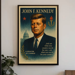 John F. Kennedy Inspirational Vintage Leadership Poster