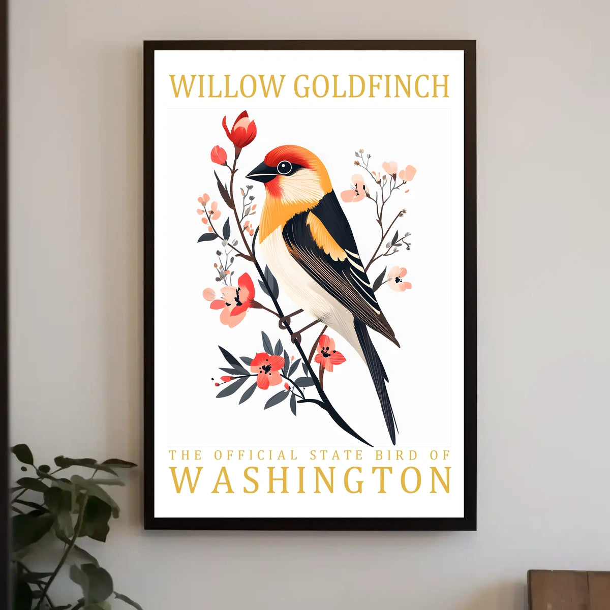 Willow Goldfinch Art Poster: Washington's Vibrant State Bird