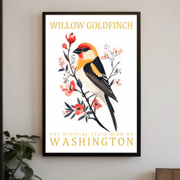 Willow Goldfinch Art Poster: Washington's Vibrant State Bird