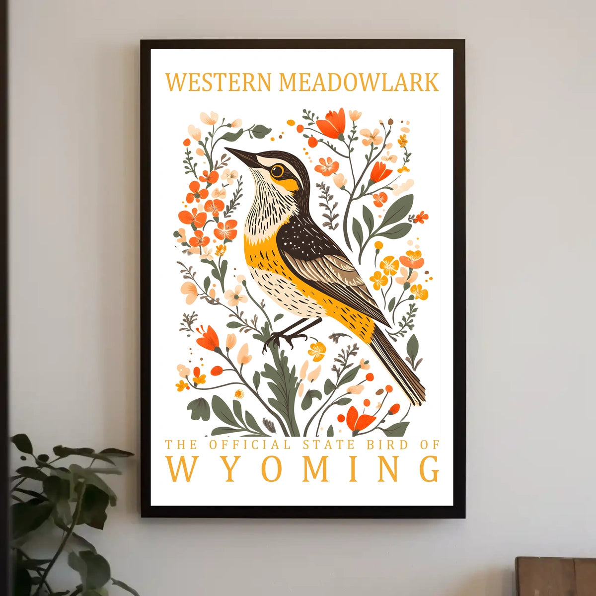 Western Meadowlark Wyoming State Bird Art Poster