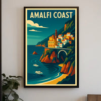 Amalfi Coast Travel Poster Wall Art Coastal Decor Print