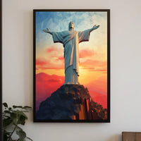 Majestic Sunset Over Christ the Redeemer Travel Poster