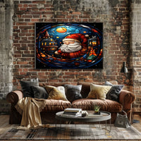 Festive Stained Glass Santa Poster