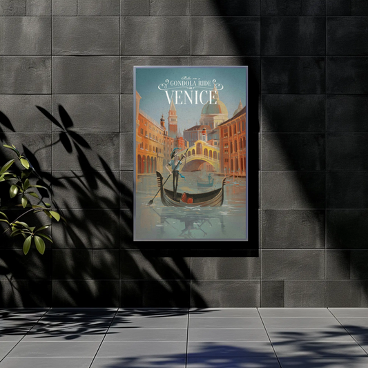Venice - Gondola Ride Vintage Travel Poster
