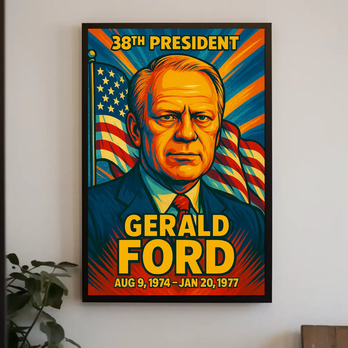 Gerald Ford 38th President of the United States Colorful Comic Book Style Poster