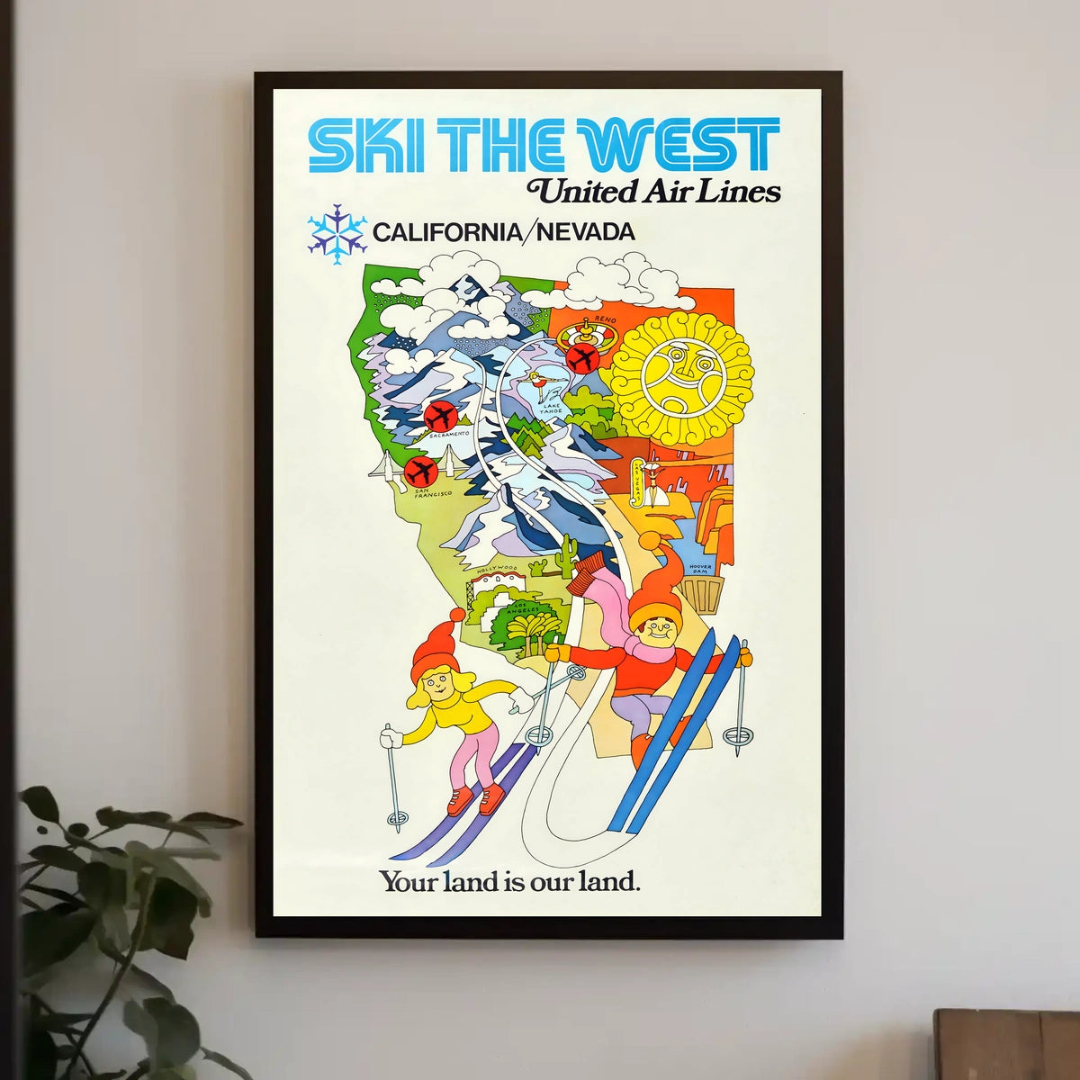 Ski The West United Air Lines Poster