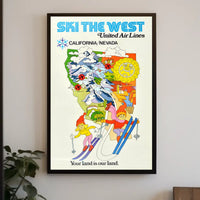 Ski The West United Air Lines Poster
