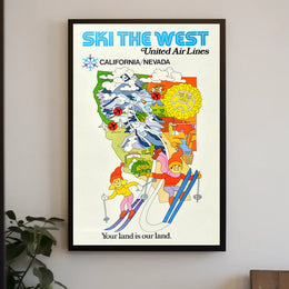 Ski The West United Air Lines Poster