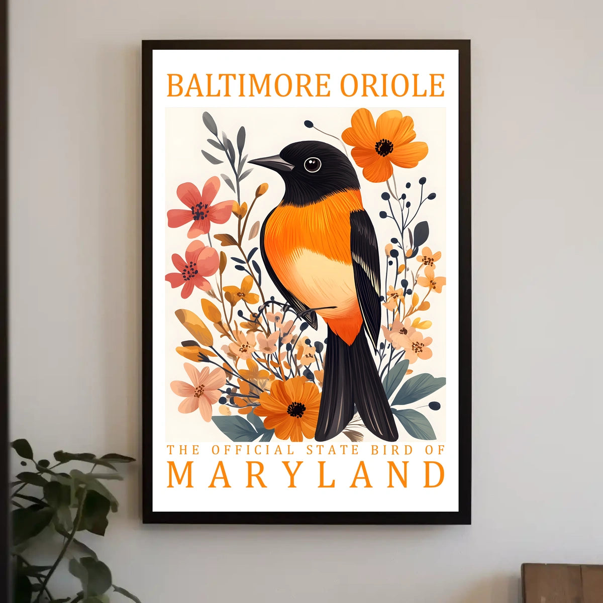 Baltimore Oriole Maryland State Bird Art Poster