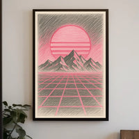 Retro-Futuristic Sci-Fi Landscape: 1980s Past Meets Future, Futuristic Sci-Fi Poster