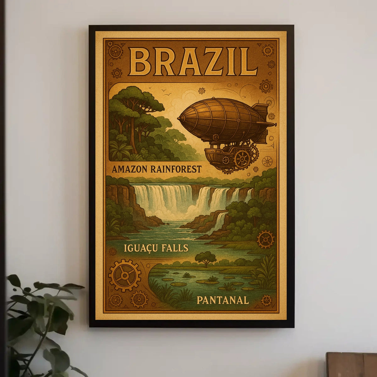 Brazilian Adventure Steampunk Airship Poster Art Print