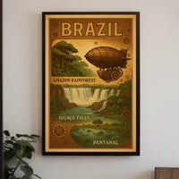 Brazilian Adventure Steampunk Airship Poster Art Print