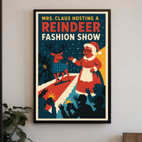 Reindeer Fashion Show: Retro Christmas Holiday Pop Culture Poster
