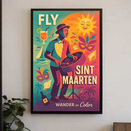 Sint Maarten Island Festive Travel Poster PosterGoat