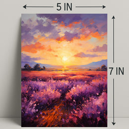 Sunset Over Lavender Fields Poster