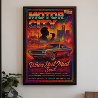 Motor City – Where Steel Meets Soul Poster PosterGoat