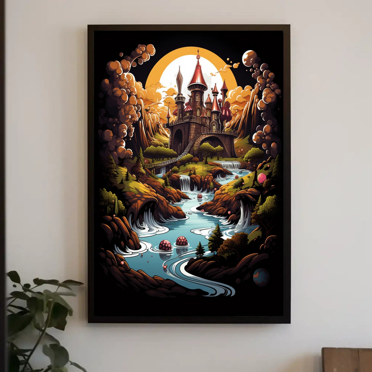 Enchanted Castle in Dreamlike Landscape Fantasy or Mythology Poster