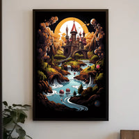 Enchanted Castle in Dreamlike Landscape Fantasy or Mythology Poster
