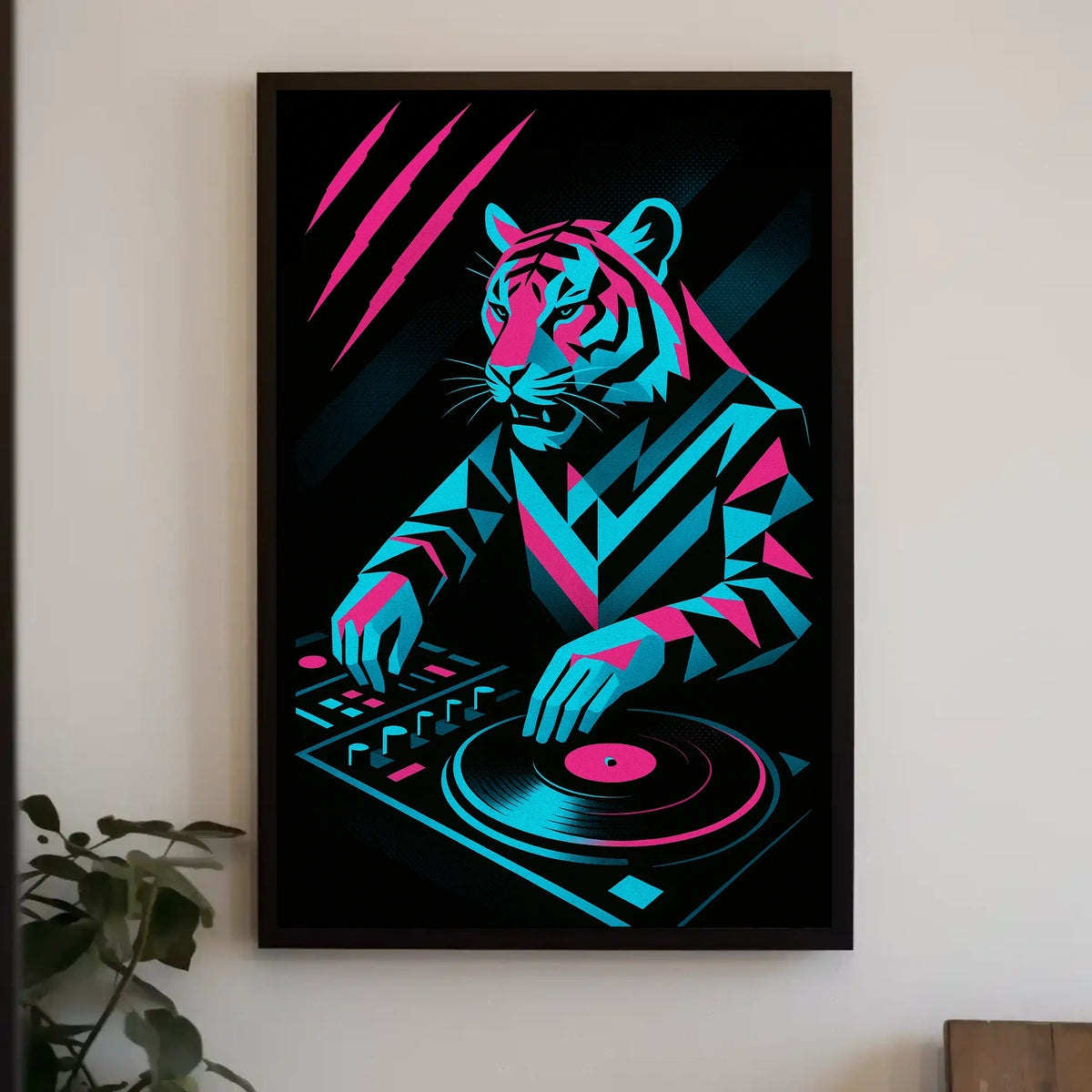 Neon Tiger Dj Poster