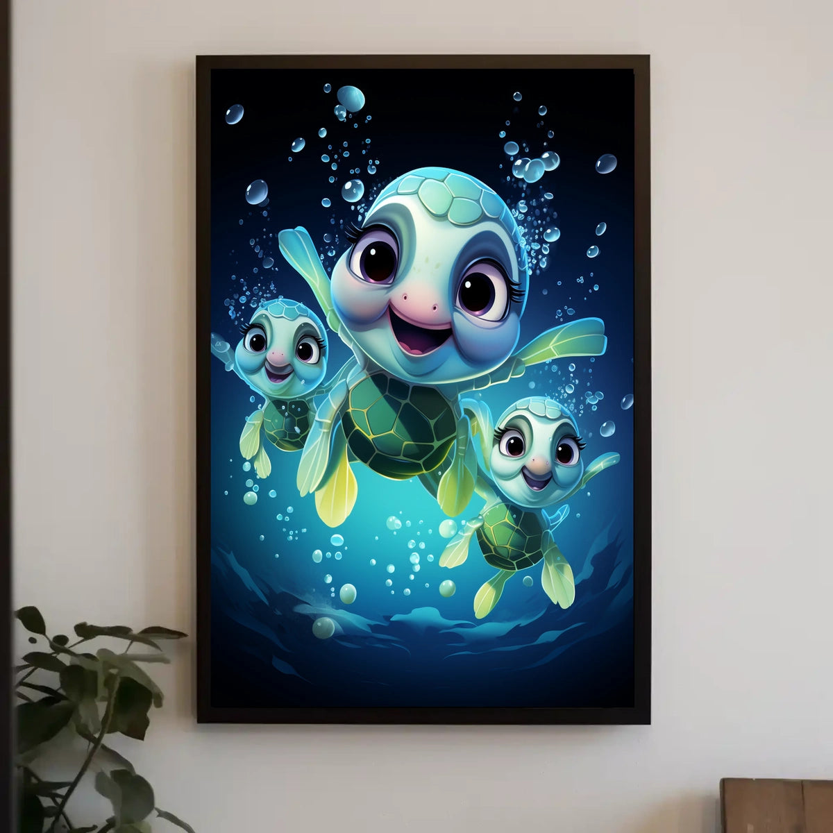 Underwater Adventure: Playful Sea Turtles Poster