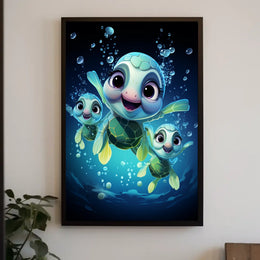Underwater Adventure: Playful Sea Turtles Poster