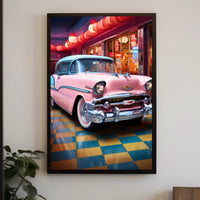 Retro Vibes Classic Car In A Vintage Poster