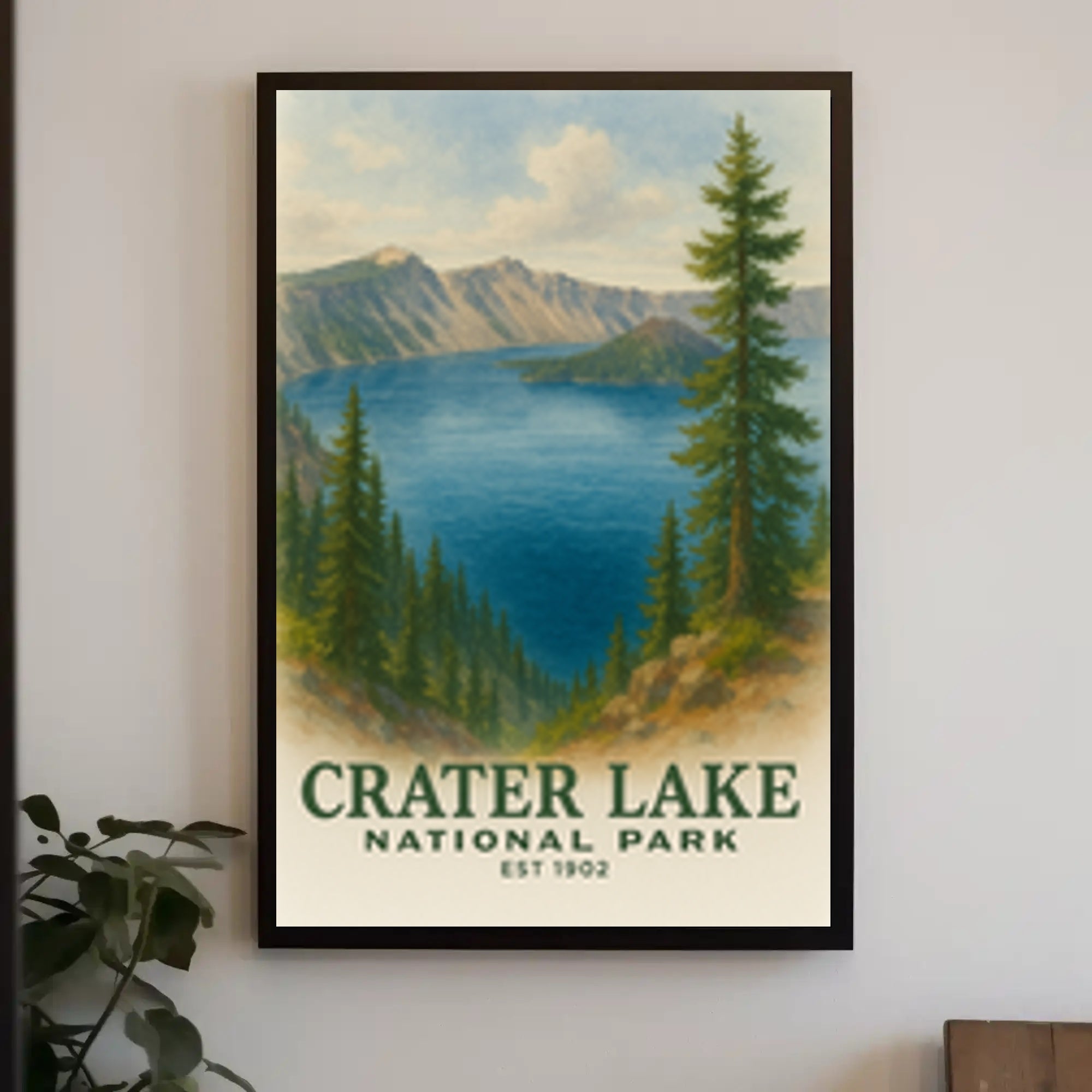 Crater Lake Scenic Travel Poster Vintage Wall Art