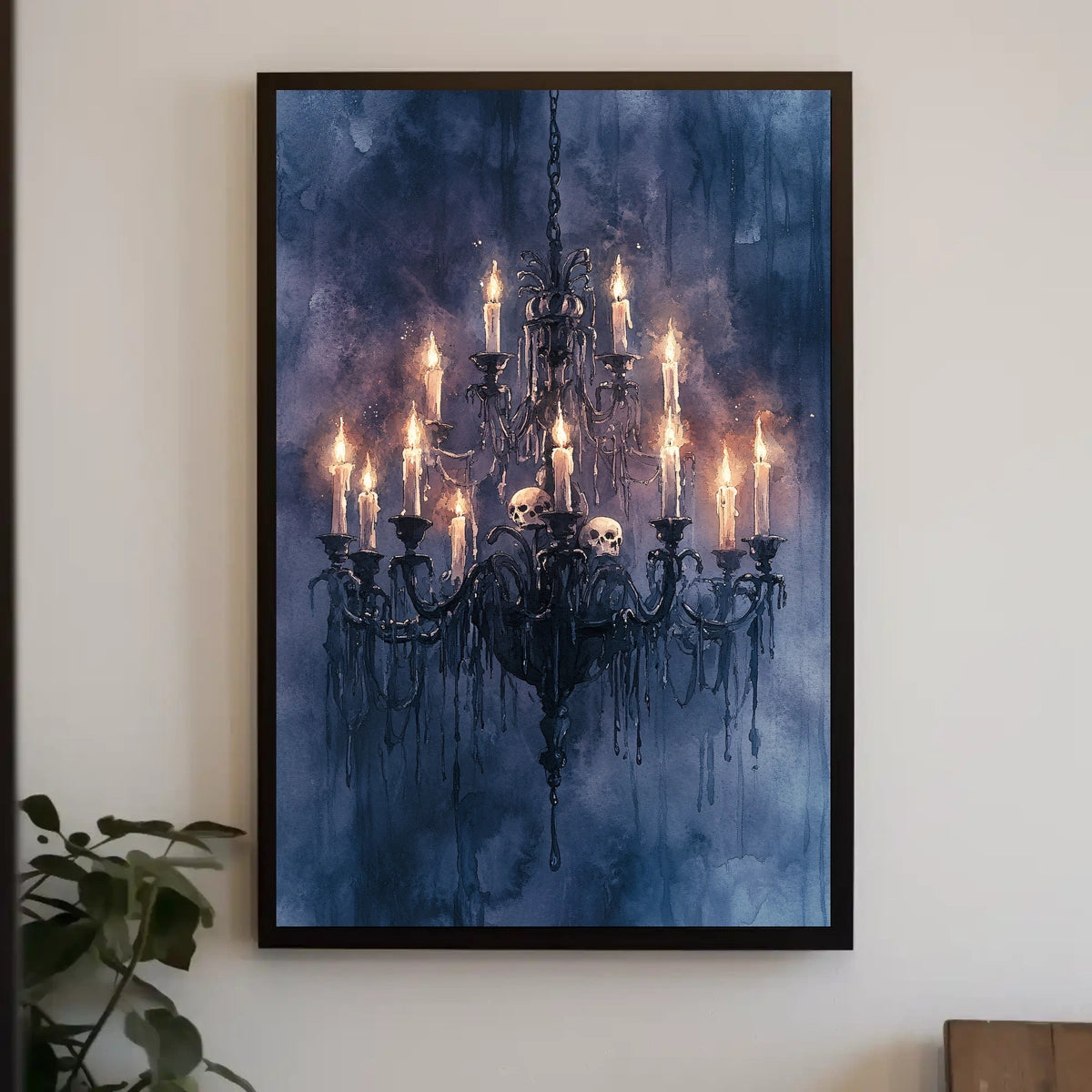 Gothic Chandelier with Skulls Perfect Artistic Statement Poster