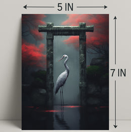 Tranquil Crane In A Mystical Garden Poster