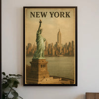 New York Skyline And The Statue Of Poster