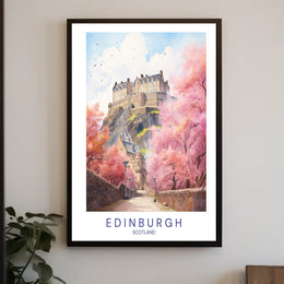 Edinburgh Castle Blossoms: Travel Art Poster PosterGoat