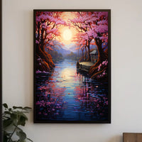 Tranquil Cherry Blossom Landscape Poster