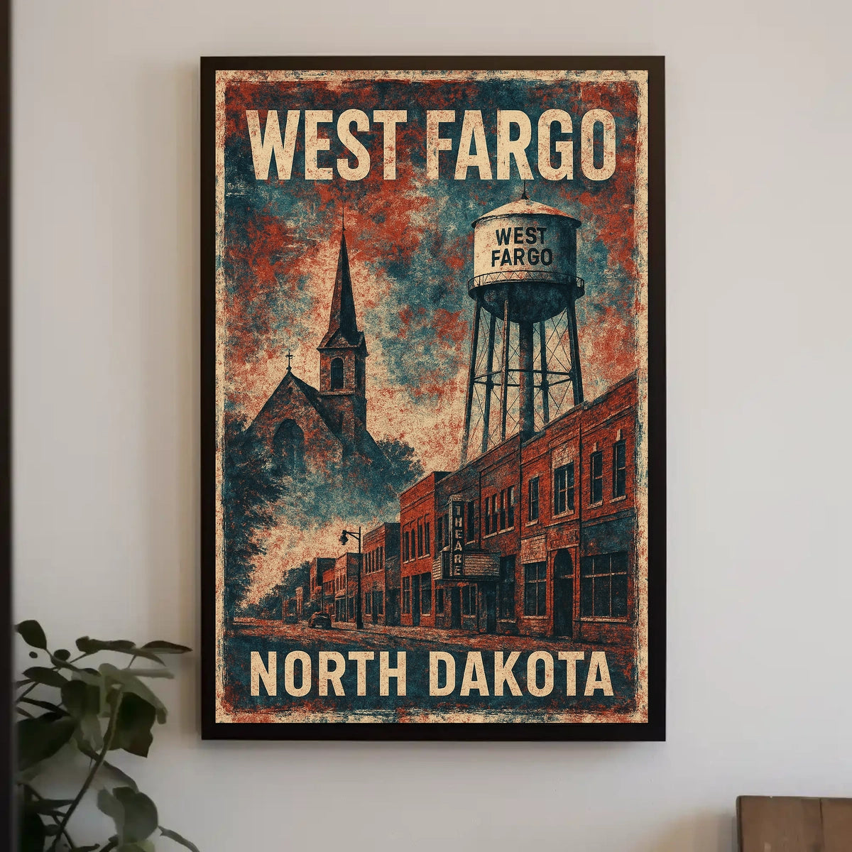 West Fargo Nostalgic Americana Travel Poster