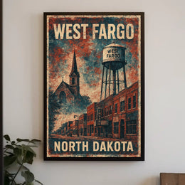 West Fargo Nostalgic Americana Travel Poster