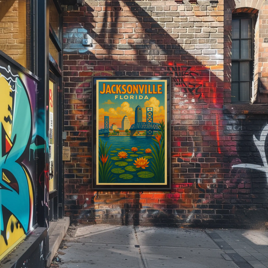 Jacksonville Florida Waterfront Travel Poster
