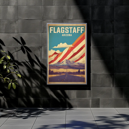Flagstaff Arizona Mountains Roadscape Vintage Travel Poster