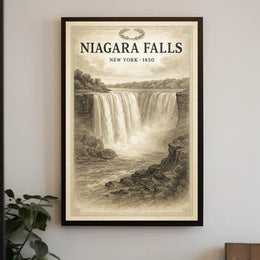 Niagara Falls New York 1850 Poster Vintage Wall Art
