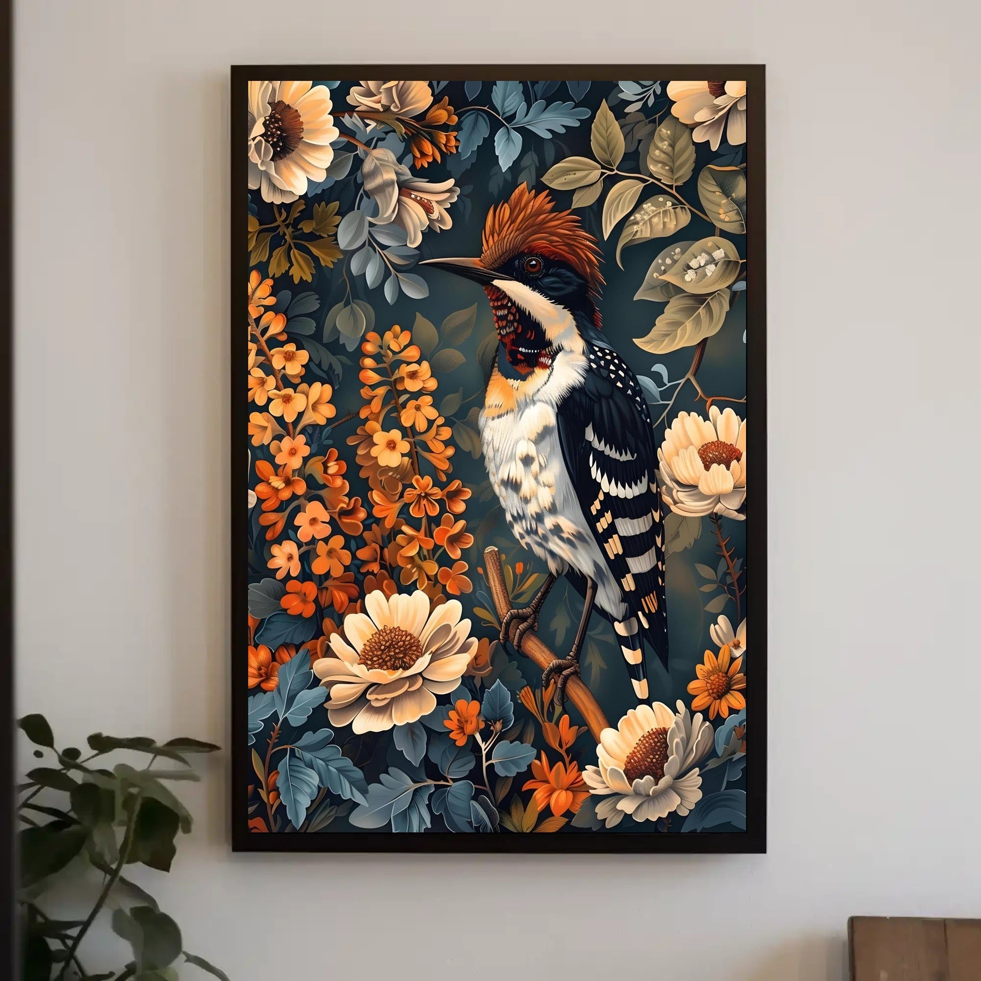 Vibrant Woodpecker Illustration Artistic Poster