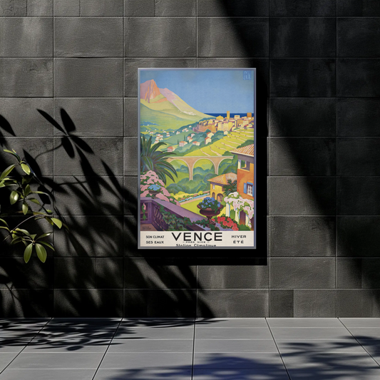 Vence - Scenic French Riviera Vintage Travel Poster